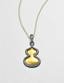 An elegant style featuring hammered 24k gold framed with darkened sterling silver on a link chain. Sterling silver24k goldLength, about 17.7Pendant size, about 1Lobster clasp closureImported An elegant style featuring hammered 24k gold framed with darkened sterling silver on a link chain. Sterling silver24k goldLength, about 17.7Pendant size, about 1Lobster clasp closureImported