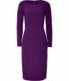 Inject instant style into your workweek chic attire with this figure-enhancing dress from Michael Kors - Round neck, long sleeves, seam details, fitted silhouette, back slit concealed back zip closure - Wear with a slim trench and platform heels