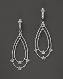 Eloquently shaped, these sterling silver earrings from Judith Ripka are accented with white sapphires. Eloquently shaped, these sterling silver earrings from Judith Ripka are accented with white sapphires.