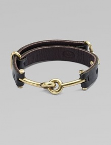 Supple leather accented with antique-finished metal accents for a high-contrast piece. LeatherAntique-finished brassLength, about 6 to 6½ adjustableHook-and-peg closureImported Supple leather accented with antique-finished metal accents for a high-contrast piece. LeatherAntique-finished brassLength, about 6 to 6½ adjustableHook-and-peg closureImported