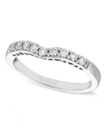 A perfect choice for that special day. Le Vian's wedding band dazzles with a row of round-cut diamonds (1/4 ct. t.w.). Set in 14k white gold. Size 7. A perfect choice for that special day. Le Vian's wedding band dazzles with a row of round-cut diamonds (1/4 ct. t.w.). Set in 14k white gold. Size 7.