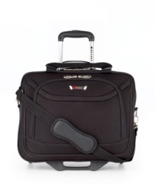 A best bet for the jet set, this full-featured rolling tote from Delsey is built for today's traveler. Incredibly organized and feather light, it helps you make the most out of your trip with the carry-on convenience and easy mobility every passenger needs. 10-year limited warranty. (Clearance)