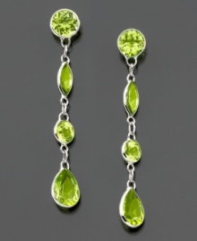 Perfect for daytime glam or evening glow, these 14k white gold earrings feature round- and marquise-cut peridot (3-5/8 ct. t.w.). Approximate drop: 1-1/4 inches. Perfect for daytime glam or evening glow, these 14k white gold earrings feature round- and marquise-cut peridot (3-5/8 ct. t.w.). Approximate drop: 1-1/4 inches.