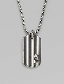 A singular look for today's man, designed with a sterling silver dogtag pendant on a box-chain necklace. From the Royal Cord Collection Sterling silver Chain length, about 22 Lobster clasp Imported A singular look for today's man, designed with a sterling silver dogtag pendant on a box-chain necklace. From the Royal Cord Collection Sterling silver Chain length, about 22 Lobster clasp Imported