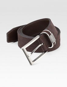 The finishing touch to elevate your next casual ensemble, crafted in soft suede with brushed silver buckle and logo loop.SuedeAbout 1½ wideMade in Italy The finishing touch to elevate your next casual ensemble, crafted in soft suede with brushed silver buckle and logo loop.SuedeAbout 1½ wideMade in Italy