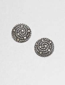 From the Cable Coil Collection. Brilliant diamonds sprinkled over a coiled cable design. Sterling silverDiamonds, .2 tcwSize, about .55Post backImported From the Cable Coil Collection. Brilliant diamonds sprinkled over a coiled cable design. Sterling silverDiamonds, .2 tcwSize, about .55Post backImported