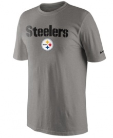 From the pre-game to after-party, show off your Pittsburgh Steelers pride in this NFL football t-shirt from Nike. From the pre-game to after-party, show off your Pittsburgh Steelers pride in this NFL football t-shirt from Nike.