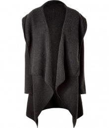 Elevate your cold weather style in this ultra-luxe cashmere cape from Donna Karan - Oversized shawl collar with hood and cascading front drape, long sleeves, draped silhouette - Pair with a cashmere pullover, skinny jeans, and high heel booties Elevate your cold weather style in this ultra-luxe cashmere cape from Donna Karan - Oversized shawl collar with hood and cascading front drape, long sleeves, draped silhouette - Pair with a cashmere pullover, skinny jeans, and high heel booties
