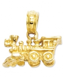 For the girl on the move, this intricate locomotive charm is the perfect addition to your collection. Crafted in 14k gold, charm features a detailed 3-dimensional design. Chain not included. Approximate length: 1/2 inch. Approximate width: 1/2 inch.