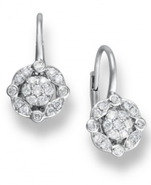 A bright burst of sparkle lights up any look. Crafted in 14k white gold, chic clusters of round-cut diamonds 1/4 ct. t.w.) adorn these beautiful drop earrings. Approximate drop: 1/2 inch. A bright burst of sparkle lights up any look. Crafted in 14k white gold, chic clusters of round-cut diamonds 1/4 ct. t.w.) adorn these beautiful drop earrings. Approximate drop: 1/2 inch.