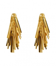 Bring Studio 54-inspired shimmer to your party-ready look with these luxe gold-plated tinsel earrings from New York Jewelry designer Eddie Borgo - Cascading gold-plate fringe earrings with filigree rods and chain details - Pair with a figure-hugging cocktail sheath or an elevated jeans-and-tee ensemble Bring Studio 54-inspired shimmer to your party-ready look with these luxe gold-plated tinsel earrings from New York Jewelry designer Eddie Borgo - Cascading gold-plate fringe earrings with filigree rods and chain details - Pair with a figure-hugging cocktail sheath or an elevated jeans-and-tee ensemble