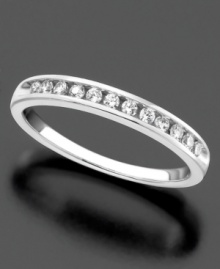 Add a little extra something to your engagement ring. A fresh row of sparkling channel-set certified diamond (1/4 ct. t.w.) ought to do just the trick. Wedding band crafted in polished 14k white gold. Add a little extra something to your engagement ring. A fresh row of sparkling channel-set certified diamond (1/4 ct. t.w.) ought to do just the trick. Wedding band crafted in polished 14k white gold.