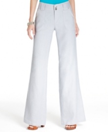 INC updates casual linen pants with glamorous rhinestone studs and a touch of crochet. Also available in a curvy fit.