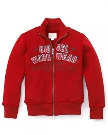 Diesel makes his style work. This sporty sweatshirt is updated with contrast embroidery and applique lettering at the chest. Diesel makes his style work. This sporty sweatshirt is updated with contrast embroidery and applique lettering at the chest.