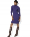 Rendered in luxurious merino wool, Lauren Ralph Lauren's ribbed, form-fitting mockneck dress exudes timeless sophistication. (Clearance)