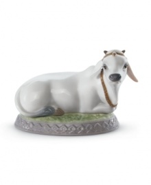 No ordinary moo cow, this handcrafted Lladro figurine puts one the world's most-sacred animals on an elegant porcelain pedestal. No ordinary moo cow, this handcrafted Lladro figurine puts one the world's most-sacred animals on an elegant porcelain pedestal.