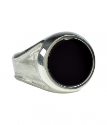 Statement jewelry adds instant edge to your outfit, and Maison Martin Margielas chunky silver black stone ring is a cool, modern way to wear it - Polished and textured surface - Wear with graphic knits and favorite skinnies, or rocker-chic separates like super soft leather leggings Statement jewelry adds instant edge to your outfit, and Maison Martin Margielas chunky silver black stone ring is a cool, modern way to wear it - Polished and textured surface - Wear with graphic knits and favorite skinnies, or rocker-chic separates like super soft leather leggings
