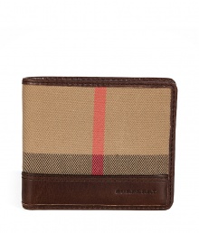 Both iconic and practical, Burberry Londons leather trimmed house check wallet is a timeless choice for stashing away your most valuable essentials - ID slot pocket, multiple credit card slots, bill slot, smooth brown leather trim and interior - The perfectly thin width for slipping into your back pocket