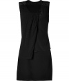 Bring edgy-cool style to your cocktail look with this silk dress from Edun - Scoop neck, sleeveless, cut-out detailed draped overlay, concealed side side closure - Style with metallic heels and a statement clutch