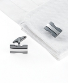 These Kenneth Cole Reaction hourglass-shaped cufflinks are a gentle reminder that time is of the essence.