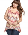 For on-trend style this season, sport a bold print with American Rag's sleeveless plus size top!