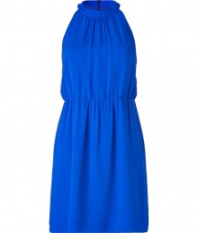 Radiant in royal, Theorys draped silk dress guarantees an eye-catching finish to your look - Short stand-up collar, low-cut arm holes, gathered waistline, hidden back zip - Loosely tailored fit - Wear to work with oversized blazers and flats, or to cocktails with metallic clutches and heels Radiant in royal, Theorys draped silk dress guarantees an eye-catching finish to your look - Short stand-up collar, low-cut arm holes, gathered waistline, hidden back zip - Loosely tailored fit - Wear to work with oversized blazers and flats, or to cocktails with metallic clutches and heels