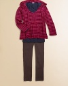 Heathered stripes, brushed for extra softness, make this knit top irresistibly comfy.Long sleeve pullover Attached hood Kangaroo pockets 25% Supima cotton/25% modal/25% polyester/19% cotton/6% rayon Machine wash Made in USA