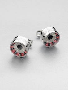Spinning roulette feature adds a delightful, playful touch to your shirting wardrobe.Brass/enamel/Swarovski crystalAbout ¾ diam.Made in the United Kingdom Spinning roulette feature adds a delightful, playful touch to your shirting wardrobe.Brass/enamel/Swarovski crystalAbout ¾ diam.Made in the United Kingdom