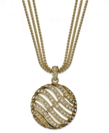 Go for the gold with this three-row pendant necklace from Charter Club. Crafted from gold-tone mixed metal, glass crystal accents make this necklace a winner. Approximate length: 17 inches + 2-inch extender. Approximate drop: 1-1/2 inches. Go for the gold with this three-row pendant necklace from Charter Club. Crafted from gold-tone mixed metal, glass crystal accents make this necklace a winner. Approximate length: 17 inches + 2-inch extender. Approximate drop: 1-1/2 inches.