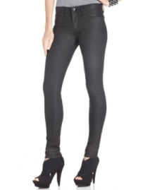 With a cool coated finish, these Else Jeans skinny jeans feature a black wash for a hot fall look!