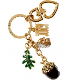 Show your love for Juicy Couture this fall with an autumn-themed embellished key ring - Logo and tonal crystal accents throughout, gold-toned brass - Perfect for adding a playful twist to your glamorous new season accessories collection Show your love for Juicy Couture this fall with an autumn-themed embellished key ring - Logo and tonal crystal accents throughout, gold-toned brass - Perfect for adding a playful twist to your glamorous new season accessories collection
