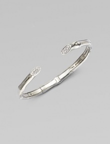 A slim cuff accented with white sapphires adorned ends. White sapphires Sterling silver Kick mechanism closure Diameter, about 2¼ Imported A slim cuff accented with white sapphires adorned ends. White sapphires Sterling silver Kick mechanism closure Diameter, about 2¼ Imported