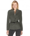 A chic notched collar and belted waist add refined style to Calvin Klein's blazer.
