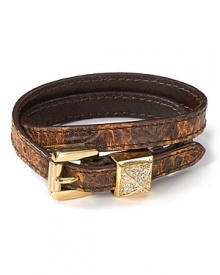 With snake leather and a gilded pyramid, MICHAEL Michael Kors' wrap bracelet lets you accessorize like an Egyptian. On city streets or in the sand, the sleek style flaunts exotic mystique.