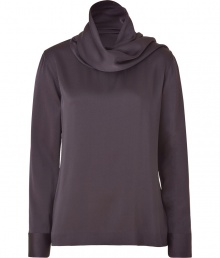 British style stalwart Paul Smith is renowned for his elegant, classic-with-a-twist aesthetic, and this aubergine blouse is a prime example - Slim, straight silhouette tapers slightly through waist - Long, cuffed sleeves and ultra-chic, stand up collar with scarf neck - Polished and feminine, perfect for pairing with cigarette trousers, leather pants or a pencil skirt British style stalwart Paul Smith is renowned for his elegant, classic-with-a-twist aesthetic, and this aubergine blouse is a prime example - Slim, straight silhouette tapers slightly through waist - Long, cuffed sleeves and ultra-chic, stand up collar with scarf neck - Polished and feminine, perfect for pairing with cigarette trousers, leather pants or a pencil skirt