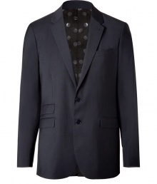 Sleek and sophisticated, this classic wool blazer from PS by Paul Smith effortlessly transitions from the office to evening - Notched lapels, long sleeves, two-button closure, flap pockets, back vent, slim fit - Wear with matching pants, jeans, or chinos
