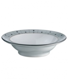 A true gem, the Amethyst Stone wide-rimmed cereal bowl features a festive dot and line motif on slate-colored stoneware from Denby's collection of dinnerware. The dishes can work alone with their playful theme or they can be paired with simply glazed Amethyst pieces for a well-balanced and uniquely customized table setting. A true gem, the Amethyst Stone wide-rimmed cereal bowl features a festive dot and line motif on slate-colored stoneware from Denby's collection of dinnerware. The dishes can work alone with their playful theme or they can be paired with simply glazed Amethyst pieces for a well-balanced and uniquely customized table setting.