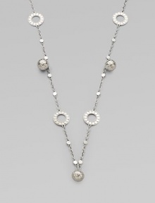 From the Dot Collection. This geometric design features a dotted texture stations, ball charms and multi-link chain in sleek sterling silver. Sterling silverLength, about 55Lobster clasp closureImported From the Dot Collection. This geometric design features a dotted texture stations, ball charms and multi-link chain in sleek sterling silver. Sterling silverLength, about 55Lobster clasp closureImported