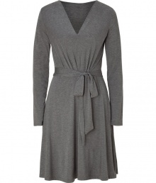 This elegant dress brings a sophisticated look to the office with ease - Made of fine grey synthetic stretch for a feminine, flattering fit - Narrow silhouette with wrap effect, simple v-neck, long sleeves and knee-length hem - Sash belt highlights the waist and soft folds of skirt bring gentle movement - Wear to the office with texture tights and favorite heels or flats This elegant dress brings a sophisticated look to the office with ease - Made of fine grey synthetic stretch for a feminine, flattering fit - Narrow silhouette with wrap effect, simple v-neck, long sleeves and knee-length hem - Sash belt highlights the waist and soft folds of skirt bring gentle movement - Wear to the office with texture tights and favorite heels or flats