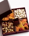 Surprise someone special with this Signature large gift set exclusively from Torn Ranch. This collection features Turkish apricots, berry blossom trail mix, mixed fancy fruit with large ruby red plums, and California pistachios all set in a keepsake gift box.