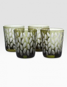 Texture and color for every occasion in finely etched, beautifully tinted glass. From the Sandstone Collection Set of 4 10 oz. capacity 4 high Dishwasher safe Imported Texture and color for every occasion in finely etched, beautifully tinted glass. From the Sandstone Collection Set of 4 10 oz. capacity 4 high Dishwasher safe Imported