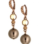 Have yourself a ball with this pair of drop earrings from Givenchy. Crafted from brown gold-tone mixed metal, the earrings dazzle with glass pearl and stone accents. Approximate drop: 1-1/2 inches.