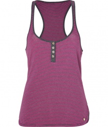 Detailed with alluring logo buttons, Juicy Coutures super soft tank lets you decide how low you want to take your neckline - Scoop neck, thin straps, henley-style logo buttons, charcoal trim, racer back, rounded hemline - Loosely fitted - Wear with skinnies and a cardigan for casual-cool days Detailed with alluring logo buttons, Juicy Coutures super soft tank lets you decide how low you want to take your neckline - Scoop neck, thin straps, henley-style logo buttons, charcoal trim, racer back, rounded hemline - Loosely fitted - Wear with skinnies and a cardigan for casual-cool days
