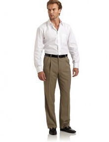 THE LOOKBanded waist with belt loopsFront zip with button tab closurePleated frontSide seam pocketsUnfinished hemBack dartsBack button welt pocketsTHE FITLeg openings, 8Rise, about 11Inseam, about 37THE MATERIALWoolPartially linedCARE & ORIGINDry cleanImportedThis item was originally available for purchase at Saks Fifth Avenue OFF 5TH stores. THE LOOKBanded waist with belt loopsFront zip with button tab closurePleated frontSide seam pocketsUnfinished hemBack dartsBack button welt pocketsTHE FITLeg openings, 8Rise, about 11Inseam, about 37THE MATERIALWoolPartially linedCARE & ORIGINDry cleanImportedThis item was originally available for purchase at Saks Fifth Avenue OFF 5TH stores.