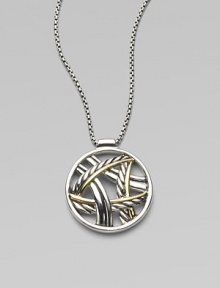 From the Papyrus Collection. Smooth and cabled curves of sterling silver & 18k gold intertwine within a circle strung from a box chain necklace.Sterling silver 18k gold Adjustable chain, about 17-18 Pendant length, about ¾ Lobster clasp Imported From the Papyrus Collection. Smooth and cabled curves of sterling silver & 18k gold intertwine within a circle strung from a box chain necklace.Sterling silver 18k gold Adjustable chain, about 17-18 Pendant length, about ¾ Lobster clasp Imported