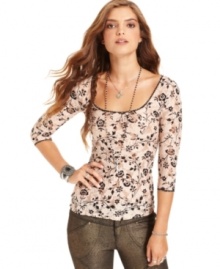 Floral-print lace makes this Free People top an ultra-femme pick for a flirty fall look -- the open back and crisscross straps add eye-catching appeal!