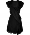 This LBD gets flirty in fine silk and sexy draping- Short frill sleeves with- Flattering neckline enhance by an Illusion of wrap dress- Accentuated waist and flowing skirt - Wardrobe essential, perfect for day or evening - Style in the daytime with flat sandals and with stilettos for a chic evening look