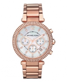 Light up the room with this charmingly rosy watch by Michael Kors. Light up the room with this charmingly rosy watch by Michael Kors.