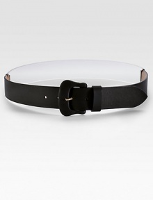 EXCLUSIVELY AT SAKS.COM. Luxurious leather belt is finished off with a sophisticated buckle and structured lucite back.About 1.5 wideMade in Italy