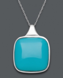 A shining stand out. Square turquoise (24 mm) dazzles in this smooth sterling silver pendant necklace. Approximate length: 18 inches. Approximate drop: 1-1/4 inches. A shining stand out. Square turquoise (24 mm) dazzles in this smooth sterling silver pendant necklace. Approximate length: 18 inches. Approximate drop: 1-1/4 inches.